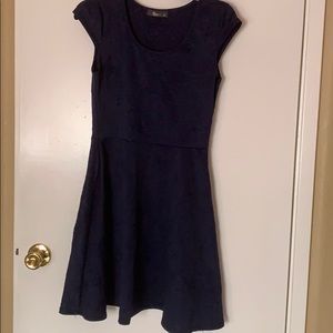 Navy floral indented dress